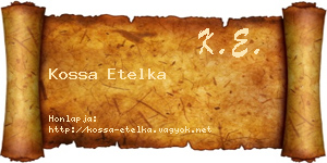 Kossa Etelka névjegykártya